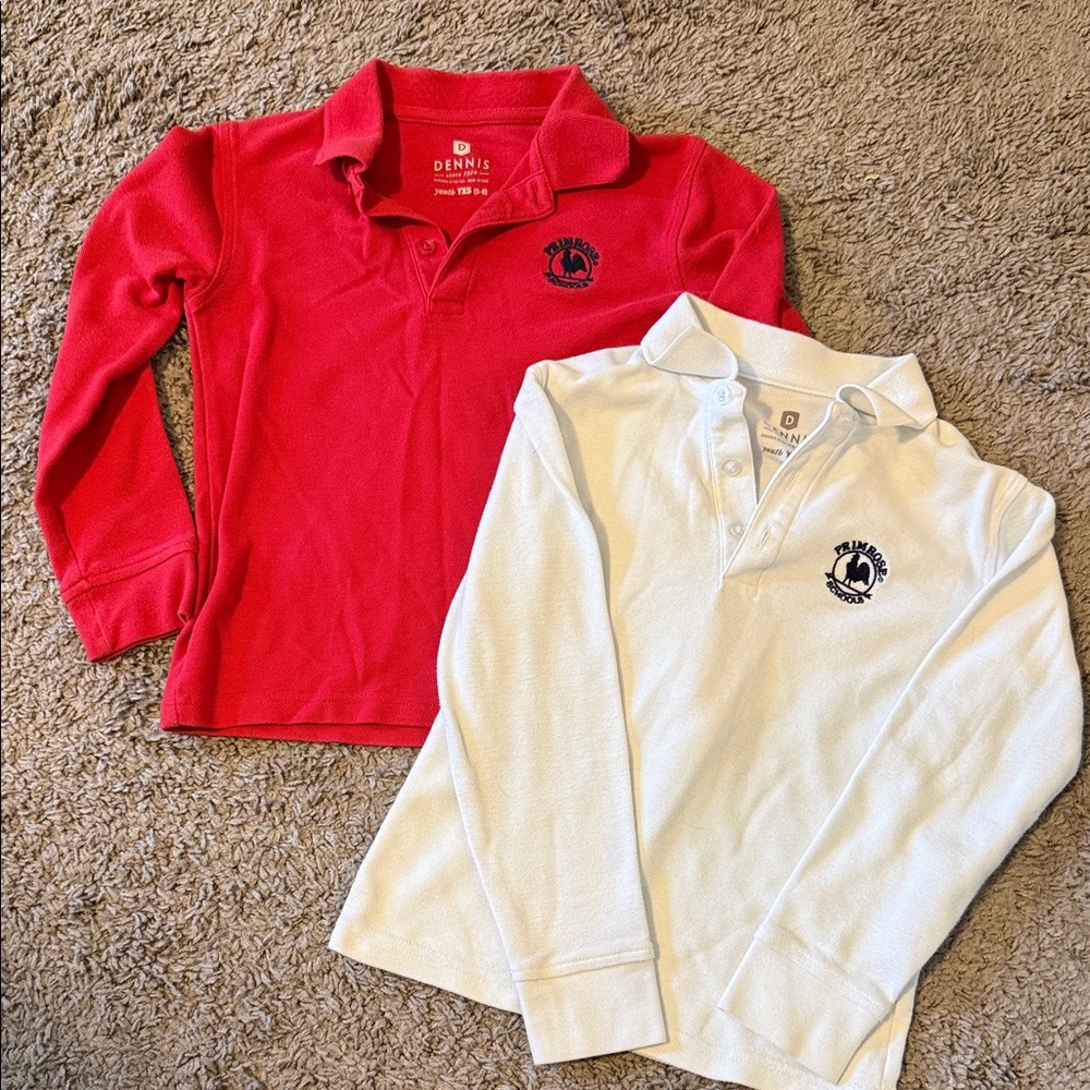 Primrose Schools Long-Sleeve Polo Tops - Red and White - Kids